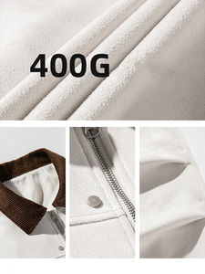 2025 Custom 400G Heavy <b>Suede</b> <b>Jacket</b> for <b>Men</b> Corduroy Lapel Splicing Fashion Vintage Soft Shell Leather <b>Jacket</b> <b>Men</b> - Product Image 6