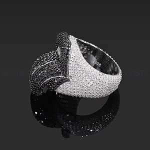Venta al por mayor diseño personalizado blanco y negro piedra preciosa diamante labio anillo en 10K 14K 18K oro joyería de moda para la reventa anillo de moda - Product Image 2
