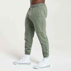 Pantalon de survêtement en molleton vintage de qualité supérieure pour homme, style streetwear, avec fermeture éclair, appliqué et broderie, effet vieilli, par le fabricant - Product Image 2