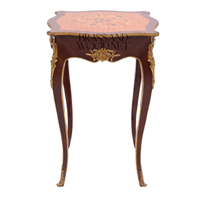 Juego de Mesa de Centro de Madera Curvada Clásica de Lujo con Detalles en Latón - Product Image 4