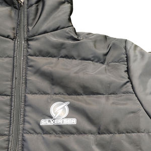 2024 hommes hiver coupe-vent doudoune épaissir chaud 100% Polyester Bobble manteau fermeture éclair imprimé motif approvisionnement en gros - Product Image 4