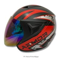 Casque de moto JP13 Armor de haute qualité, rouge noir mat |   Visière simple certifiée SNI, doublée de mousse ABS, légère