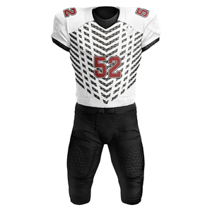 Ensemble d'uniformes de football américain 100% polyester, vêtements de sport respirants, manches courtes, grande taille, été, personnalisable, uniforme OEM - Product Image 3