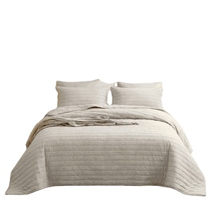 Ensemble de literie matelassé beige crème, style moderne minimaliste, avec motif gaufré à bulles, toucher doux, respirant, 90 g/m² - Product Image 1
