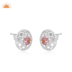 Dernières tendances Boucles d'oreilles en argent sterling 925 avec pierres précieuses en zircon rouge naturel Fabricant de bijoux personnalisés - Product Image 2