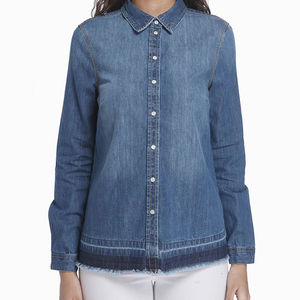 Chemise en jean décontractée de haute qualité à bas prix pour femmes avec broderie florale Chemise en jean pour femmes au design soigné d'usine - Product Image 6