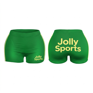 Shorts de sport pour femmes, 280 GSM, coton et polyester, molleton, couleur orange rouille, ourlet incurvé, logo personnalisé par transfert thermique. - Product Image 3