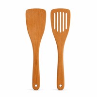 Ensemble d'ustensiles de cuisine personnalisés pour restaurant, couverts en bois écologiques comprenant une spatule et une cuillère à soupe, 6 pièces, lavage à la main uniquement