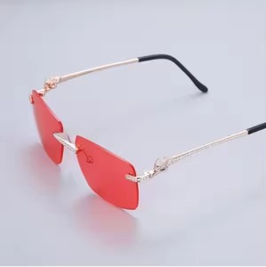 Nouveautés Lunettes de soleil de forme rectangulaire tendance de marque supérieure Lunettes de soleil à monture Moissanite Diamond Panther pour femmes et hommes - Product Image 3