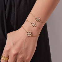 Ensemble collier pendentif trèfle à cinq feuilles en zircone complète, collier ras du cou ultra fin et délicat, bracelet en acier inoxydable, bijoux pour femmes