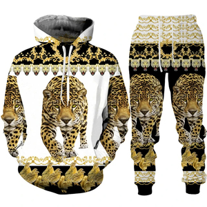 Ensemble de survêtement d'hiver pour femmes, sweat-shirt et pantalon à motif léopard, vêtements de sport 2 pièces, doublure en polaire, design 2 en 1, pull - Product Image 2