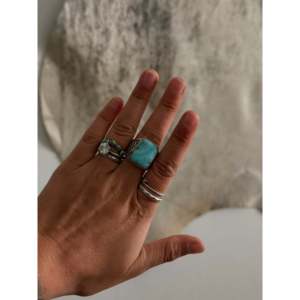 Navajo Handmade Sterling <b>Silver</b> Cast <b>Ring</b> Larimar Natural Stone Size 8.5 <b>Statement</b> Pear Shape Gemstone <b>Ring</b> for Everyday Wear - Product Image 2