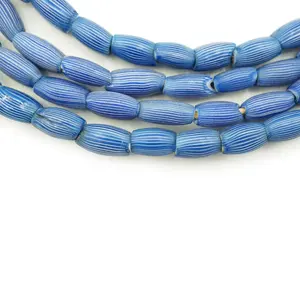 Cuentas de comercio veneciano antiguo azul Chevron cebolla rayas auténtico Tribal africano CRISTAL MURANO cuentas de vidrio al por mayor a granel - Product Image 1
