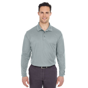Camiseta Polo de Manga Larga 100% Algodón Puro para Hombre, Camisetas de Golf Casuales con Logotipo Estampado, Color Gris - Product Image 1