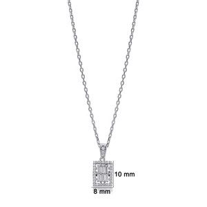 Rectángulo geométrico diseño circón piedra encanto collar turco hecho a mano venta al por mayor 925 plata esterlina joyería fina - Product Image 2