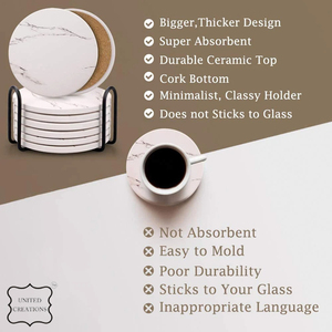 Posavasos de cerámica redondo con diseño de sublimación con parte posterior de corcho Posavasos de corcho redondo impreso OEM posavasos de corcho natural - Product Image 3