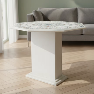 Plateau de table à manger octogonal traditionnel durable en marbre incrusté, pierre Pietra Dura pour la maison, salon, meubles, élément décoratif - Product Image 1