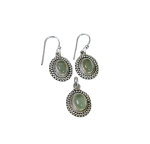 Green Prehnite 925 Sterling Silver Gemstone Pendant Earring <b>Set</b> <b>Jewelry</b> June Birthstone Pendant Earring <b>Set</b> <b>Jewelry</b> Gift for Her - Product Image 1