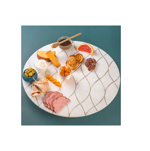 Lazy Susan en marbre et laiton avec cuillère à gâteau Organisateur de cuisine en marbre gris fabriqué à la main Lazy Susan pour la cuisine au meilleur prix - Product Image 5