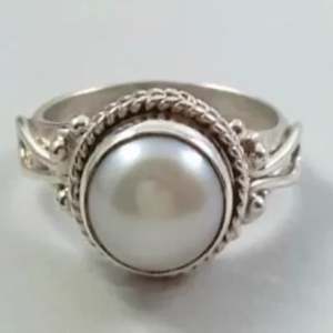 Bague artisanale en argent sterling 925 avec perle d'eau douce, style bohème, pierre de naissance de juin, cadeau idéal pour son anniversaire ou son anniversaire de mariage - Product Image 4