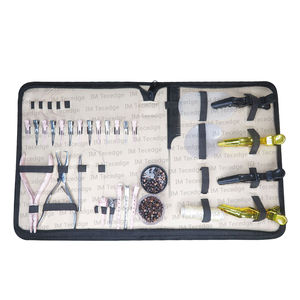 Kit completo de estuche de cuero para extensiones de cabello con logotipo personalizado, herramientas de acero inoxidable y plata, proveedor al por mayor - Product Image 4