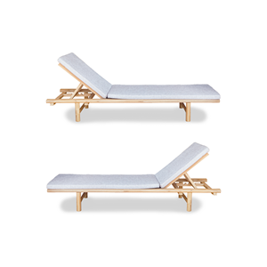 Chaise longue en teck pour l'extérieur, avec coussin, pour hôtel, villa, bord de piscine, jardin - Product Image 3