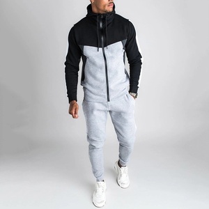 Conjunto Deportivo de Invierno para Hombre con Logotipo Personalizado, Ecológico, Transpirable, Talla Grande, Material de Felpa Gris Jaspeado y Negro, 100% Algodón, Secado Rápido - Product Image 1
