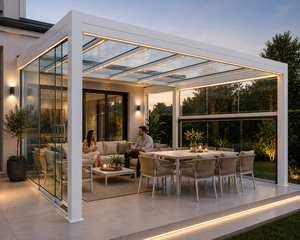 Toit en verre moderne personnalisable et écologique, design en polycarbonate rétractable, imperméable, résistant à la décomposition, anti-rongeurs, revêtement en poudre - Product Image 2