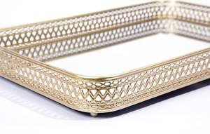 Bandeja de espejo de tocador, bandeja de joyería decorativa para baño, dormitorio, sala de estar, hogar y Hotel, bandeja de cena hecha por Metal Overseas - Product Image 3