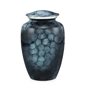 Urne funéraire pour adulte peinte à la main, très demandée, en aluminium bleu, finition brillante, capacité de 200 pouces cubes, écologique, souvenir. - Product Image 6