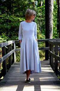 Robe en coton décontractée d'été et de printemps personnalisée pour femmes, vêtements tissés écologiques pour femmes à coupe ample et à manches longues - Product Image 3