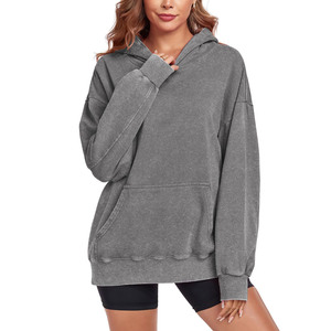 <b>Top</b> Selling Unisex Customize <b>Distress</b> Embroidered 100% Cotton French Terry Acid Washed Boxy Style Oversized Hooded Winter - Product Image 3