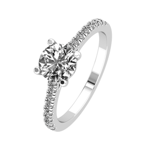 Anillo de Diseño Clásico de Lujo en Oro Amarillo y Blanco de 9K para Mujer con Diamante Cultivado en Laboratorio de 1.24 Quilates, Claridad VS, Color EF, Corte Brillante Redondo - Product Image 5