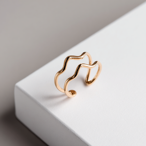 Bague ajustable à double épaisseur en argent et or Bague personnalisée empilable pour femme - Product Image 4