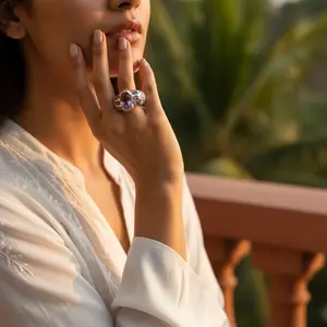 925 Silver Amethyst Gemstone <b>Women's</b> <b>Ring</b> Elegant Jewelry Gift <b>for</b> <b>Women</b> - Product Image 2