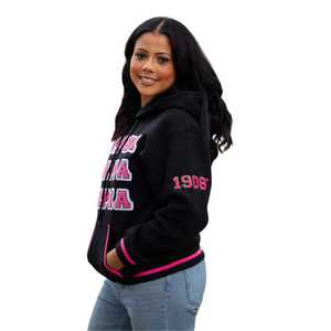 2025 grec femmes noir 1908 sweat à manches longues pull décontracté avec rose vert appliques numéros doux coton haut Streetwear - Product Image 2