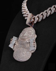 Pendentif en diamant Moissanite VVS Pendentif Bouddha qui rit Bijoux hip-hop glacés glamour avec finition dorée en argent sterling 925 - Product Image 2