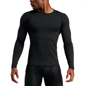 OEM Hombres Logotipo Personalizado Fitness Manga Larga Rashguard Manga Completa Secado Rápido Correr Gimnasio Fitness Medias Hombres Ropa Deportiva Rashgard - Product Image 1