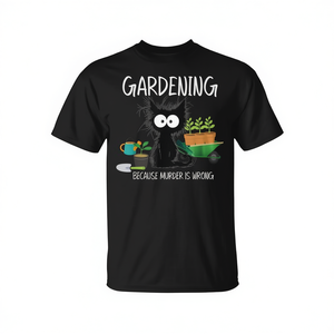 T-Shirt Promozionale per Giardinieri con Design Gatto Nero e Slogan 'Perché Uccidere È Dov'è Sforbieto' - Product Image 3