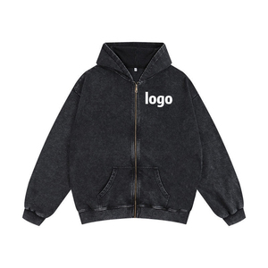 Vente en gros 2025 nouveau Oem 100% coton blanc épais coton luxe fermeture éclair sweats à capuche veste à capuche mode blanc plaine hommes Zip sweats à capuche - Product Image 2