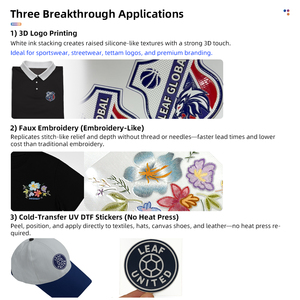 Lá UV dtf máy A3 30cm i3200hd 3D UV Sticker máy in 3D dập nổi logo giả thêu máy in - Product Image 3