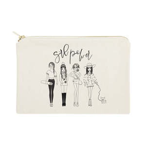 Trousse de Maquillage en Toile de Coton Girl Power – Écologique, Portable, Durable, Douce, Tendance avec Lettres Brodées pour Femmes - Product Image 1