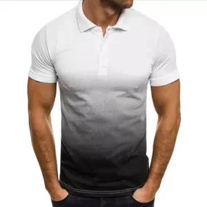 Polo personnalisé Slim Fit pour hommes Gradient Print Short Sleeve Lapel Tee pour décontracté et loisirs Wear polos - Product Image 2