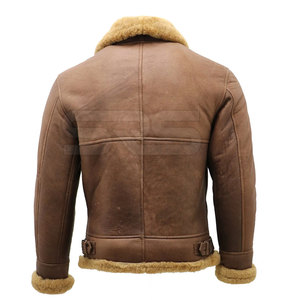 Wholesale Plus Size Shearling Leather Jacket Outdoor Use Winter Jacket Top Selling Cheap Price <b>Men</b> Shearling Leather Jacket - Product Image 3
