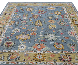 Tapis en laine noué à la main Oushak fait à la main, tapis vintage pour chambre à coucher, cuisine, chambre d'enfant, taille personnalisée 6x9, ensemble coloré pour la décoration de la maison - Product Image 2