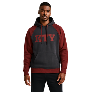 KAP <b>Black</b> Pullover Hoodie Maroon Raglan Sleeves Cotton Blend Greek Fraternity Apparel Custom Divine Nine HBCU Greek Streetwear - Product Image 1