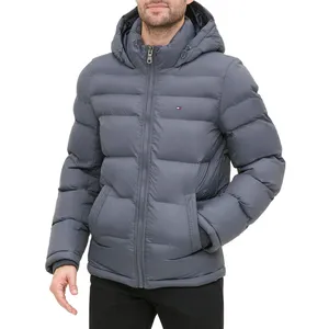 Goose Down Padded Quilted Bubble Jacket Men Low MOQ High Quality Puffer Jacket Outdoor Winter Plus Size Black Custom Brand Stand