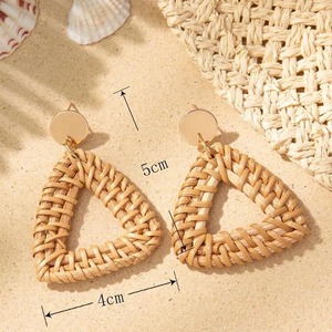 Hot Designs Shape Boho Rattan Chandelier Pendientes Estilo vintage Mujer Accesorios Multicolor Ecológico Joyería Precio barato - Product Image 6