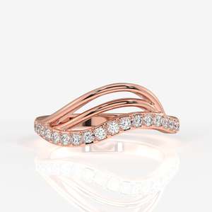 แหวนทองคำ 14k ดีไซน์คลื่นประดับเพชรโมอิสซาไนต์สุดหรู - Product Image 5