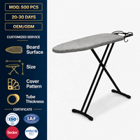 Planche à repasser pliable en métal OEM, réglable en hauteur sur 5-7 niveaux, dessus en maille, support de fer en métal durable, couleur personnalisée